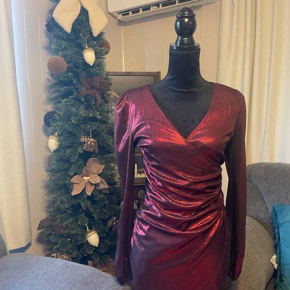 Elegant Burgundy Wrap Dress